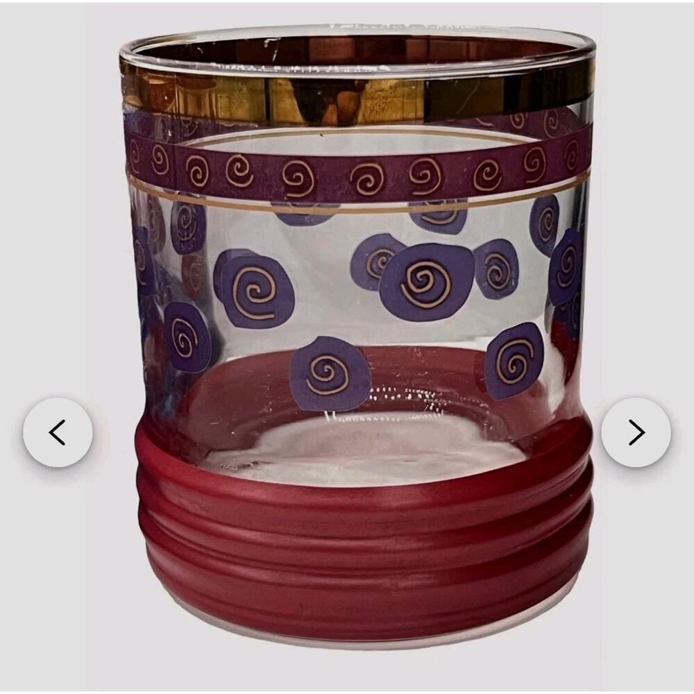 Sakura Sango Sue Zipkin Tumbler Drink Glass RED Gold Cocktail‎ Party Art Deco